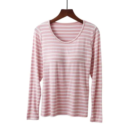Womens Solid T Shirts Women 's T Shirt Bra Long Sleeve Pajama Yoga Top Padded Casual Top Tee Shirt With Women Thumb Hole Shirt - Image 3