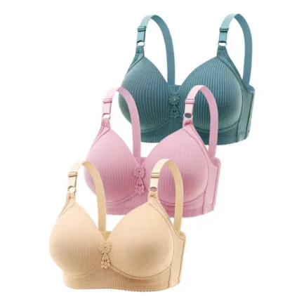 Large Bra 3PC Women's Sexy No Steel Ring Large And Thin Breathable Underwear Gather Comfortable Bra - Image 12