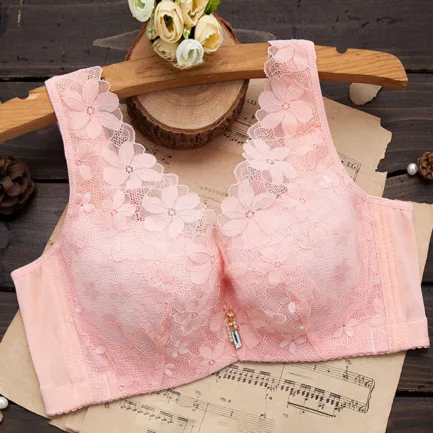 Women Lace Splicing Underwear New Gathered Without Steel Ring Non Slip Large Size Thin Bras Fashion Comfortable Vest Underwire - Image 15