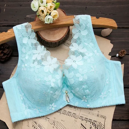 Women Lace Splicing Underwear New Gathered Without Steel Ring Non Slip Large Size Thin Bras Fashion Comfortable Vest Underwire - Image 2