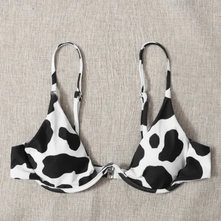 Ladies Swimsuits Top Fashion Cow Shaped Printed Bras Brazilian Bandeau Swimwear Bikinis Push-Up Triangle Cup Women Bathing Suits - Image 15