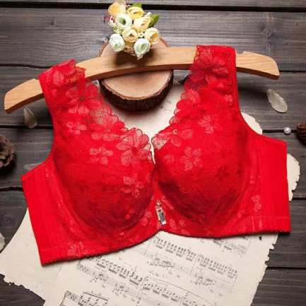 Women Lace Splicing Underwear New Gathered Without Steel Ring Non Slip Large Size Thin Bras Fashion Comfortable Vest Underwire - Image 14