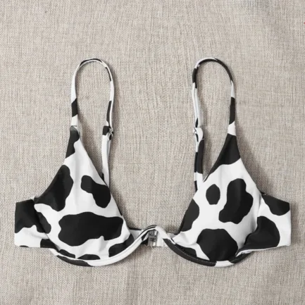 Ladies Swimsuits Top Fashion Cow Shaped Printed Bras Brazilian Bandeau Swimwear Bikinis Push-Up Triangle Cup Women Bathing Suits - Image 2