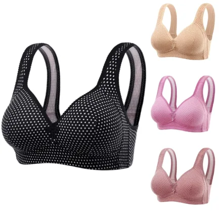 Tan Bra Women's Sexy And Comfortable Large Size Thin Cup With No Steel Ring Uphold Four Breasted Printing Adjustable Bra - Image 3